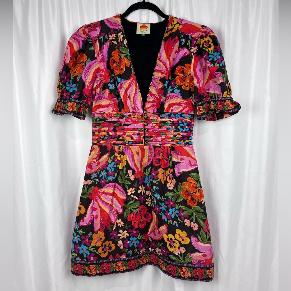 FARM RIO Black Spring Bananas Print Dress NEW Size XS NWOT - Picture 5 of 16
